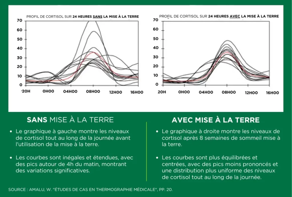 Grounding sheet draps de mise la terre graphique profil de cortisol source amalu pp20